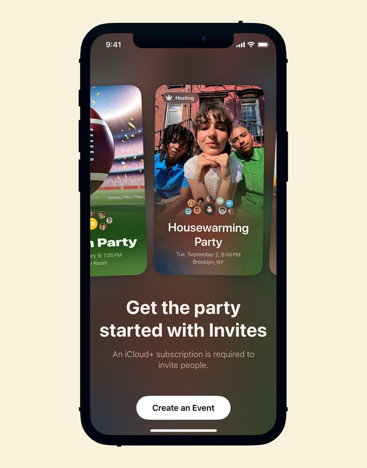 An Apple Invites app screen for creating an event.