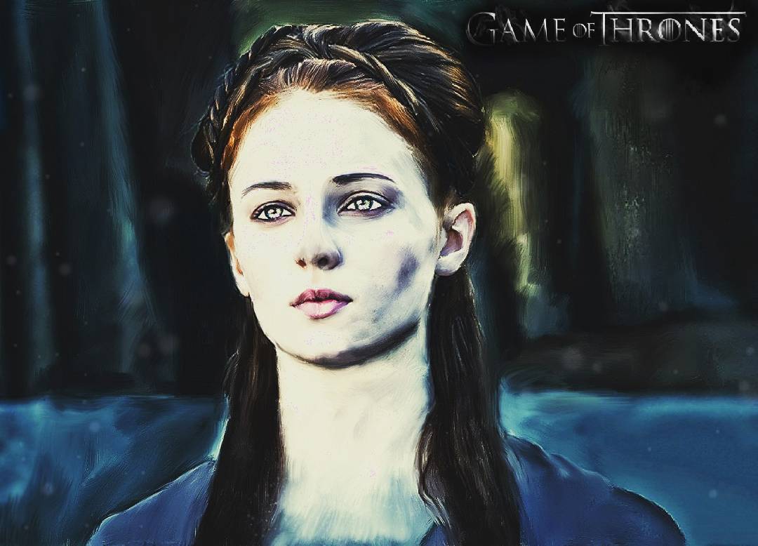 A digital painting of a woman, presented as fan art for a television series (the show’s own logo appears in the image).