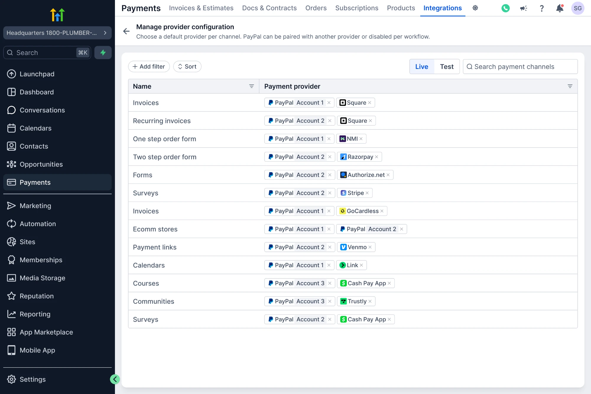 Provider configuration